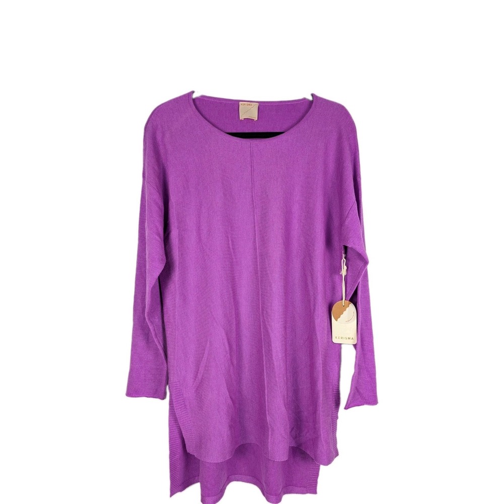 NWT Kerisma Women's Top Sz M/L Purple 3/4 Sleeve Oversized Relaxed High Low